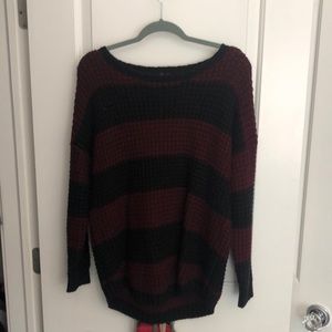 Black and Maroon Striped Sweater